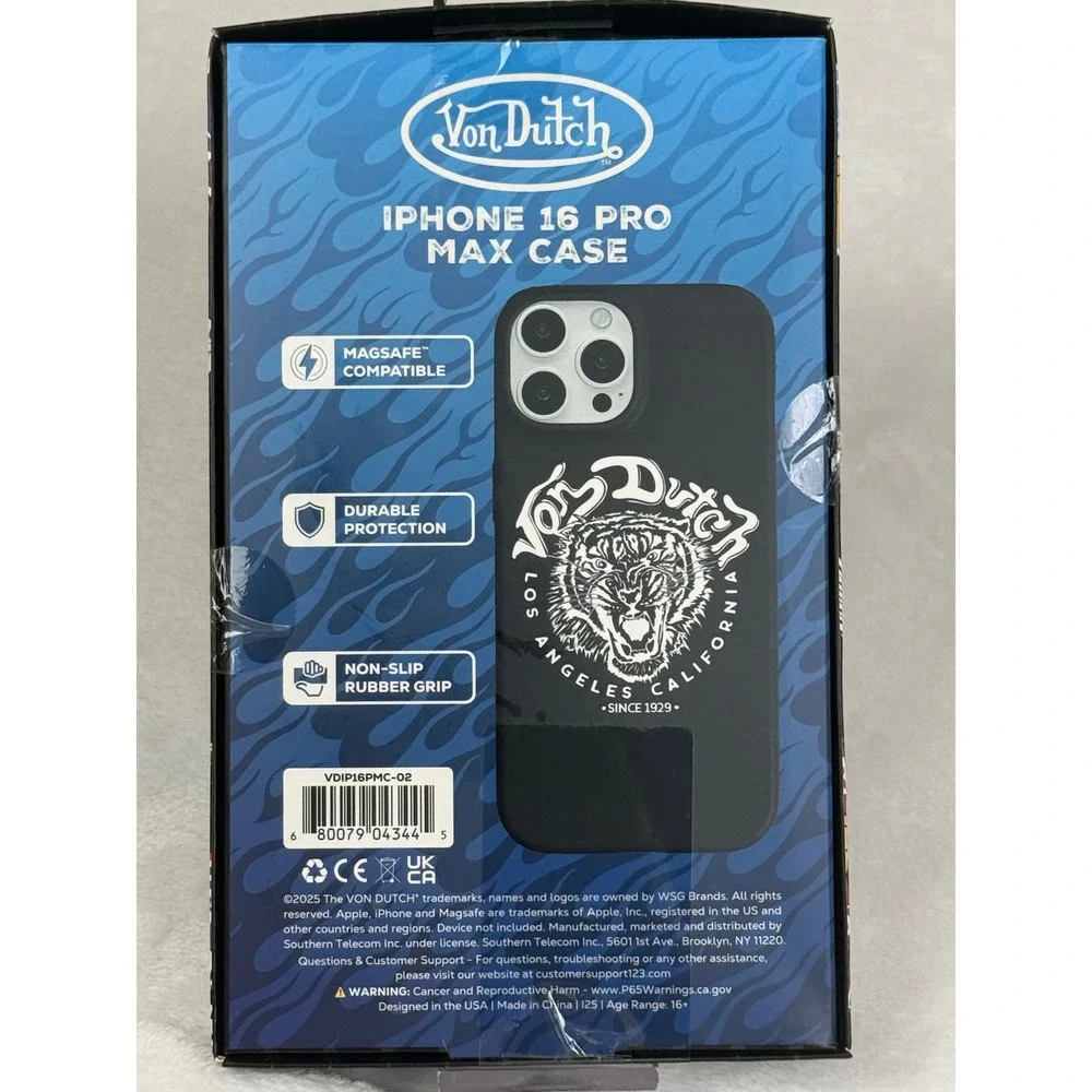 Von Dutch iPhone 16 Pro Max Case MagSafe Black Tiger Graphic VDIP16PMC-02 NIB
